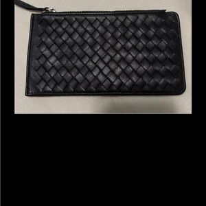 Bottega Veneta Black Woven Leather double sided wallet